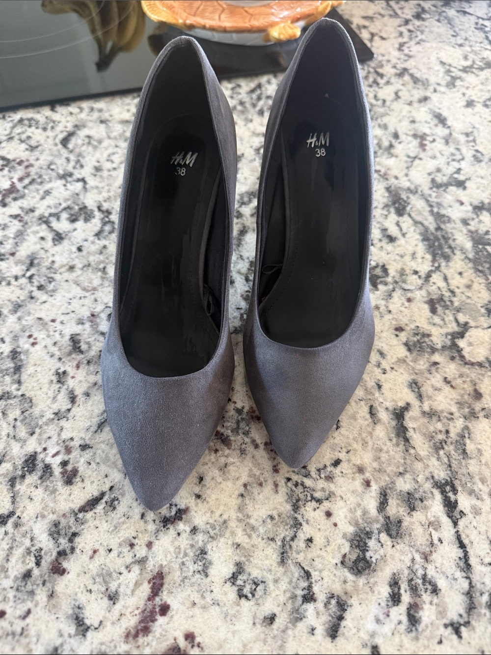 H&M Charcoal Pointed-Toe Suede Pumps